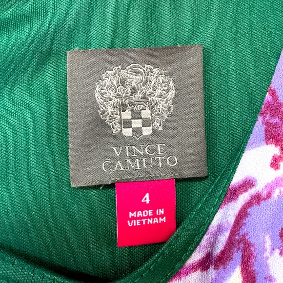 Vince Camuto Green Black Purple Stripe Floral Sleeveless Cocktail Dress Sz 4 - Picture 3 of 7